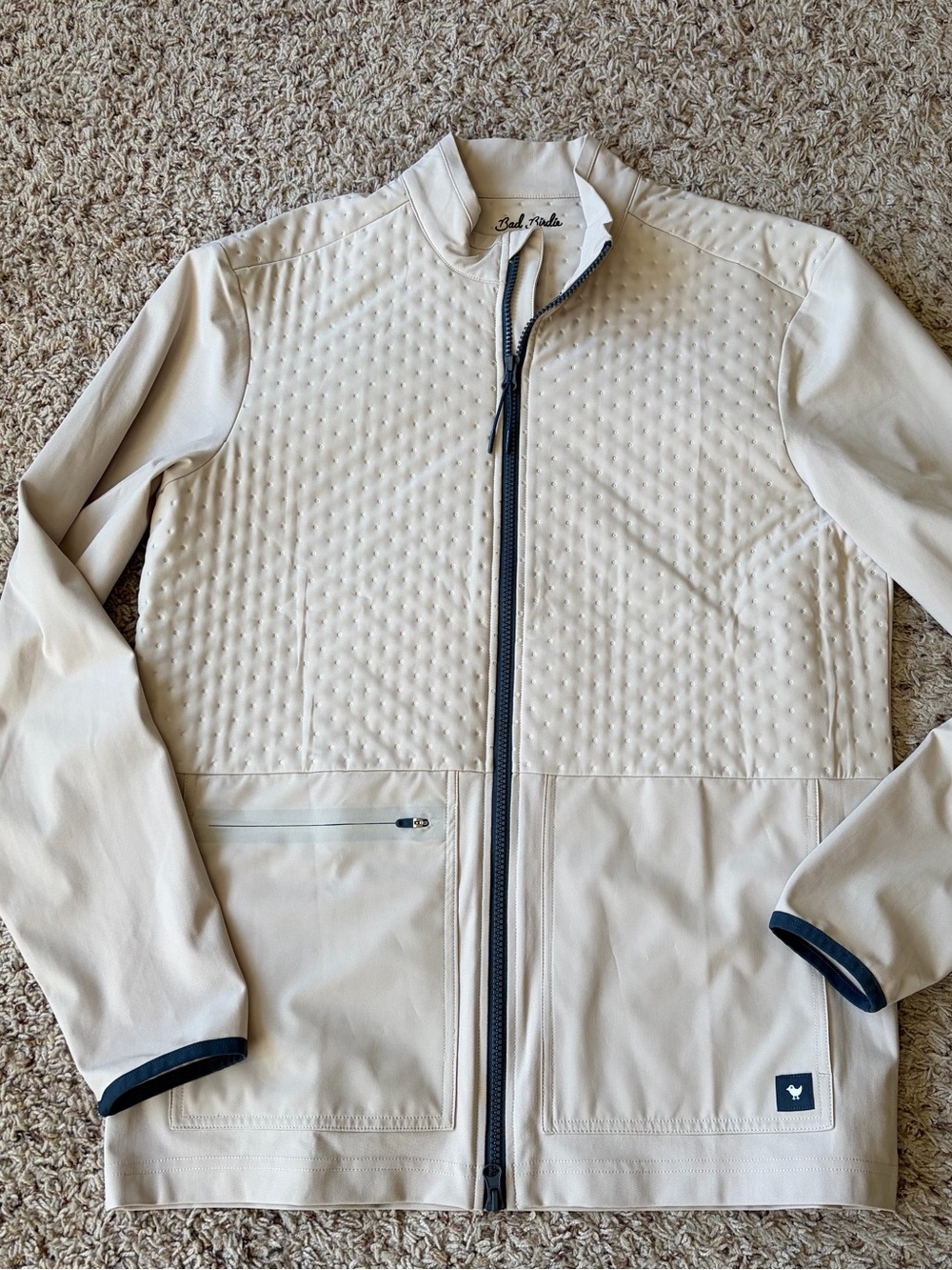 Bad Birdie Golf Hybrid Jacket Men's Medium Beige Water Repellant Softshell